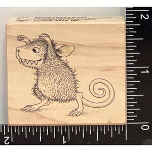 HTF Stampa Rosa Jaws Maxwell 357D House Mouse Rubber Stamp 1999 halloween scary